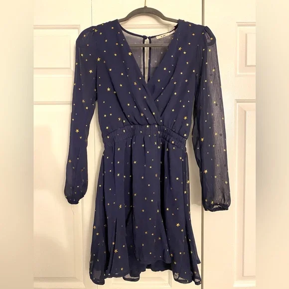 Francesca's Collections | Dresses | Francescas Navy Blue Dress With Gold  Stars Size Xs | Poshmark